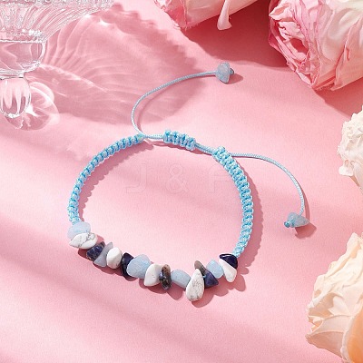 Adjustable Rhombus Natural Gemstone Braided Bracelets for Women BJEW-JB10993-01-1