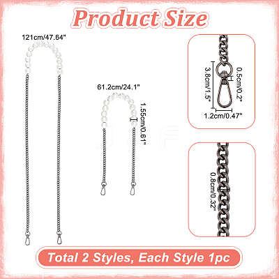 2Pcs 2 Style Plastic Imitation Pearl Beaded Bag Straps DIY-WR0002-72B-1