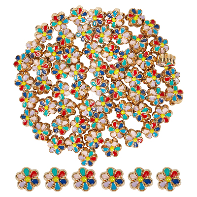 60Pcs Light Gold Tone Alloy Enamel Beads ENAM-PH0003-26A-1