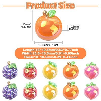 40Pcs 5 Styles UV Plating Opaque Resin Cabochons RESI-CJ0005-13-1