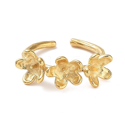 304 Stainless Steel Flower Open Cuff Ring Findings STAS-K263-04G-1