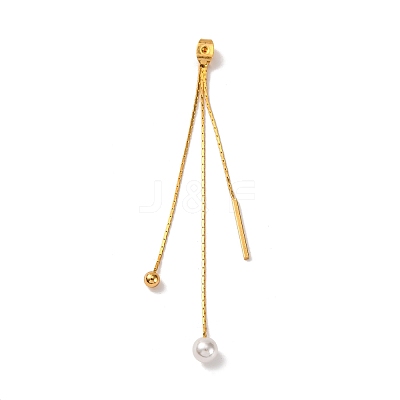 Brass with ABS Plastic Imitation Pearl Charm Ear Nuts LS-KK-G510-11G-1