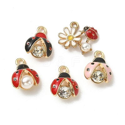 5Pcs 5 Styles Alloy Rhinestones Pendants ENAM-YW0003-37-1