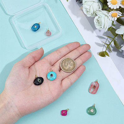 7Pcs 7 Styles Natural & Synthetic Mixed Gemstone Pendants KK-BC0015-71-1