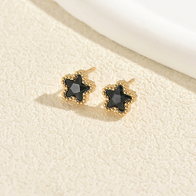 201 Stainless Steel Pave Cubic Zirconia Stud Earrings for Women HP9664-2-1