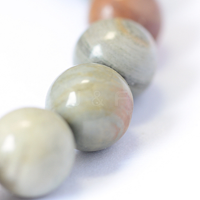 Natural Silver Leaf Jasper Round Bead Strands G-E334-8mm-04-1