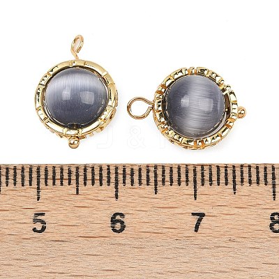 Rotatable Cat Eye Round Pendants KK-B157-37B-G-1