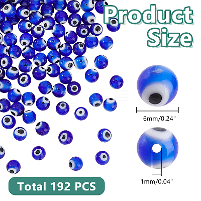 3 Strands Handmade Evil Eye Lampwork Round Bead Strands LAMP-HY0001-13B-1