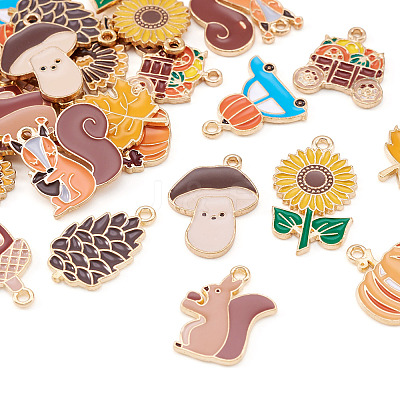 24Pcs 12 Styles Thanksgiving Day Alloy Enamel Pendants ENAM-TA0002-59-1
