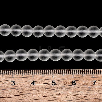 Frosted Natural Quartz Crystal Round Bead Strandsl G-N0120-44-6mm-1