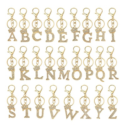 Golden Alloy Rhinestone Keychain KEYC-YW00105-01-1