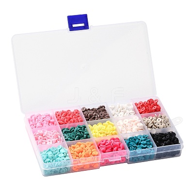 150G 15 Colors Handmade Polymer Clay Beads CLAY-JP0001-12-6mm-1