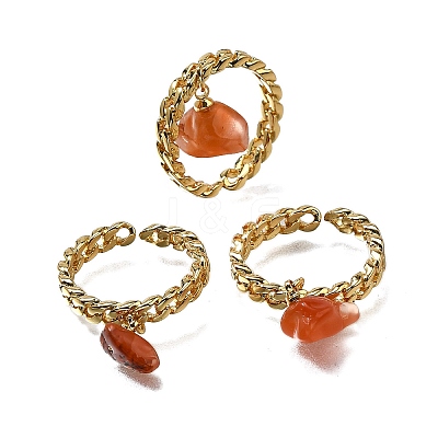 Brass Curb Chain Cuff Rings for Women RJEW-Z085-03G-05-1