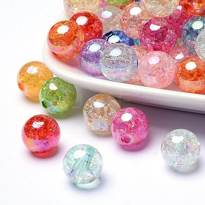 Transparent Crackle Acrylic Beads CACR-R011-8mm-M-1