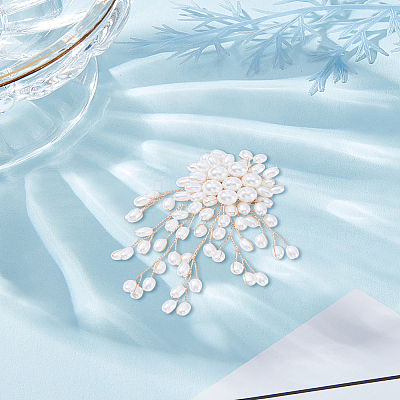 1Pc Tassels Alloy Plastic Imitation Pearl Brooches for Backpack Clothes JEWB-LP0005-15-1