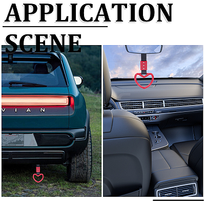 2Pcs ABS Plastic Heart Rear Bumper Warning Handle Ring HJEW-SP0001-49C-1