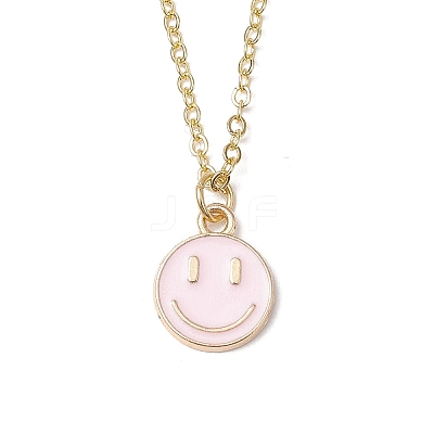 Alloy Enamel Smiling Face Pendant Necklaces NJEW-JN05259-1