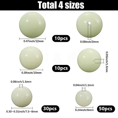 100Pcs 4 Styles Luminous Round Glass Beads GGLA-SC0001-20B-1