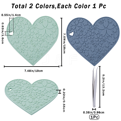 2Pcs 2 Colors Silicone Hot Mats for Hot Dishes AJEW-GF0008-29A-1