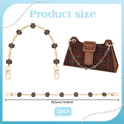 Alloy Enamel Flower Brass Cable Chains Bag Extender Chains HJEW-PH01994-1