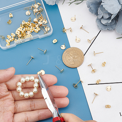 40Pcs 201 Stainless Steel Stud Earring Findings STAS-UN0042-53-1
