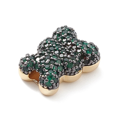 Brass Micro Pave Cubic Zirconia Beads ZIRC-C004-03G-1