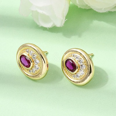 Brass Micro Pave Cubic Zirconia Stud Earrings EJEW-G471-13G-06-1