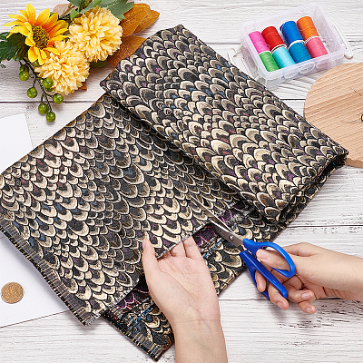 Fish Scales Jacquard Polyester Fabric DIY-WH0399-68B-1