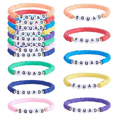 8Pcs 8 Colors Polymer Clay Heishi Surfer Stretch Bracelets Set BJEW-SW00085-1