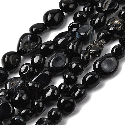 Natural Black Onyx Beads Strands G-P601-A16-02-1