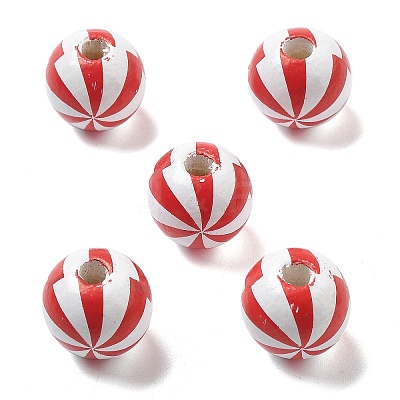 Printed Schima Wood European Beads WOOD-G023-15B-1