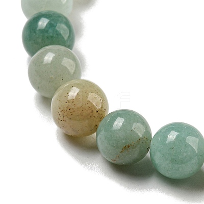8.5mm Round Natural Flower Amazonite Beaded Stretch Bracelets BJEW-C074-01R-1