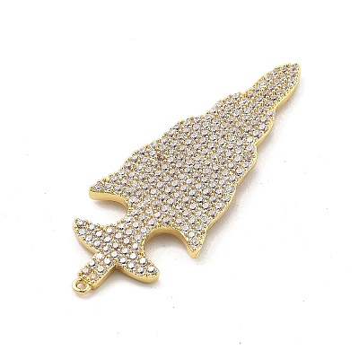 Brass Micro Pave Clear Cubic Zirconia Pendants KK-L228-41G-1