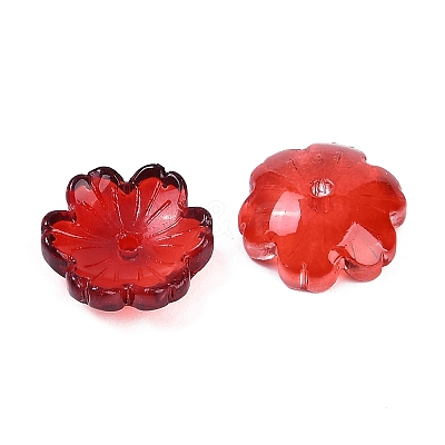 Transparent Spray Paint Glass Bead Caps GLAA-H035-04B-1
