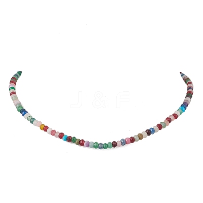 Dyed Natural Malaysia Jade Faceted Rondelle Beaded Necklaces NJEW-JN05766-1