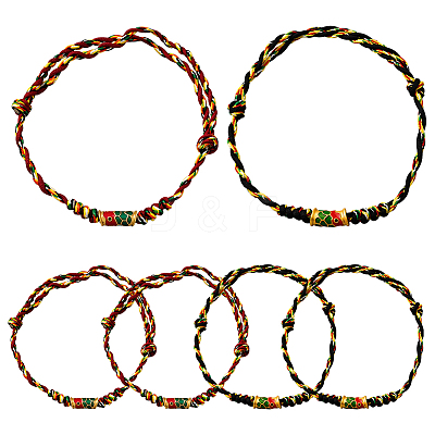 8Pcs 2 Colors Cotton Thread Braided Bracelets BJEW-GO0002-03-1