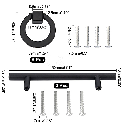 8Sets Zinc Alloy & Stainless Steel Drawer Knobs FIND-AR0001-45EB-1