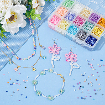 15 Colors Glass Seed Beads SEED-PH0012-07-1