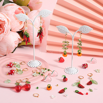 DIY Lampwork & Acrylic Vegetables and Fruits Leverback Earrings Making Kits DIY-SC0026-29-1