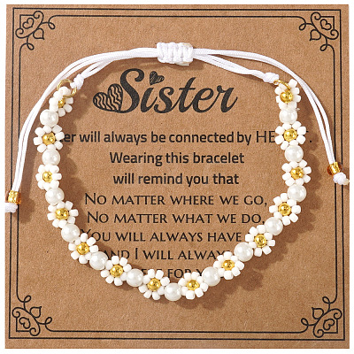 Bohemian Style Glass Seed Beads & Imitation Pearl Braided Bead Bracelets LS-XW4926-9-1