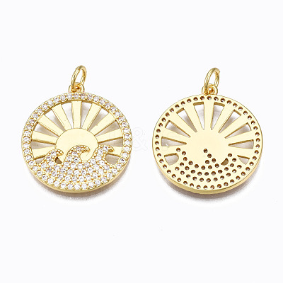 Brass Micro Pave Clear Cubic Zirconia Pendants ZIRC-N039-125-NF-1