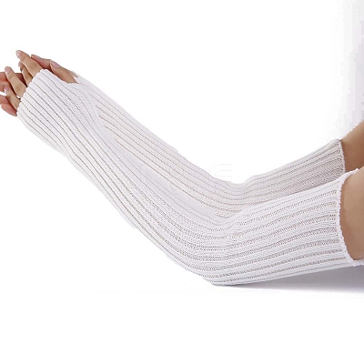 Acrylic Fibers Knitting Long Fingerless Gloves PW-WG9BE2E-09-1