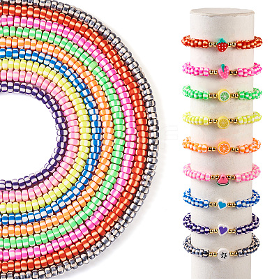9 Strands 9 Colors Handmade Polymer Clay Beads CLAY-TA0001-53-1