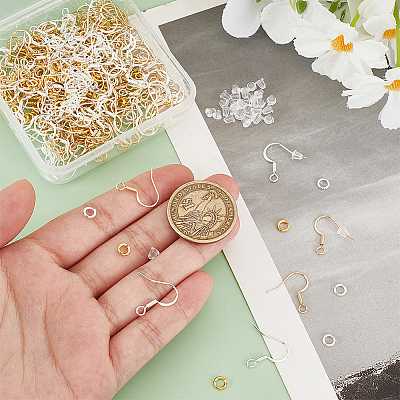 Brass Earring Hooks with Jump Rings & Plastic Ear Nuts DIY-PH0023-18-1