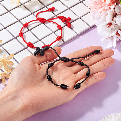 2Pcs 2 Colors Adjustable Braided Nylon Cords Bracelet Making AJEW-TA0001-51-1