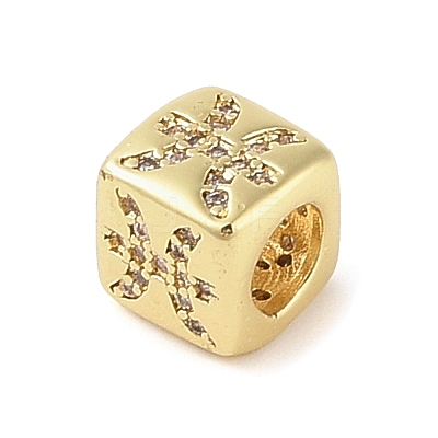 Brass Micro Pave Clear Cubic Zirconia European Beads KK-K368-01G-12-1