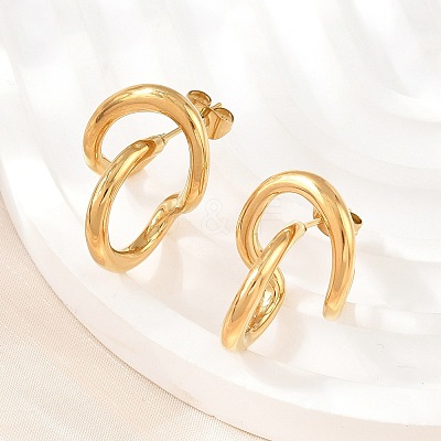 Irregular 304 Stainless Steel Stud Earrings SA-CBABBA6-02G-1