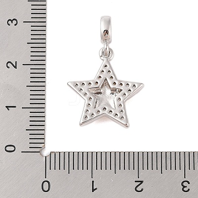 Rack Plating Brass Micro Pave Clear Cubic Zirconia Pendants X-KK-S380-37E-P-1