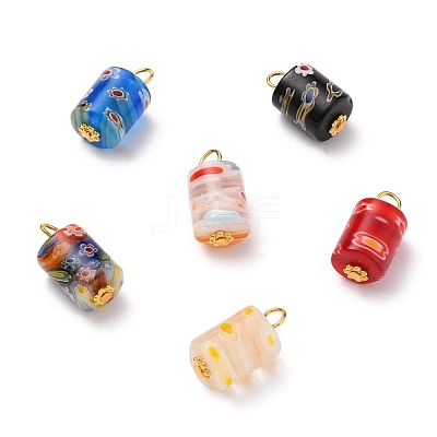 Column Handmade Millefiori Glass Lampwork Charms X-PALLOY-JF00552-1
