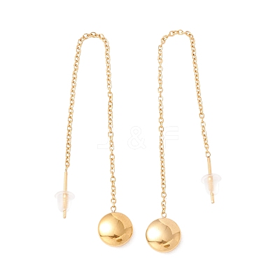 Long Chain with Round Ball Dangle Stud Earrings EJEW-A067-17G-1
